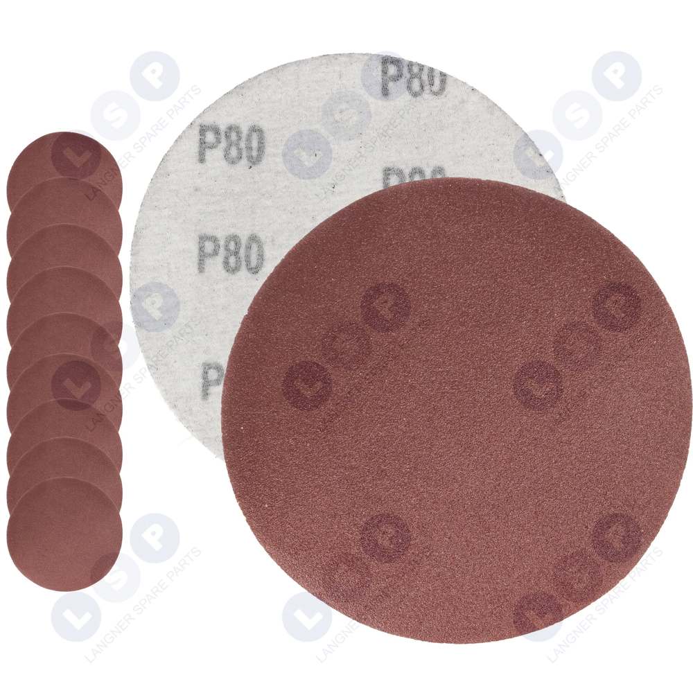 Brúsny papier, kotúče na suchý zips 125 mm pre uhlovú brúsku P80, 10 ks